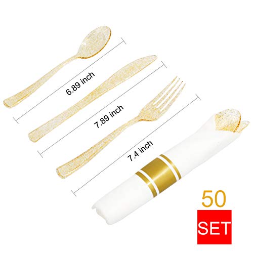 350 Pieces Gold Glitter Disposable Dinnerware Set D764