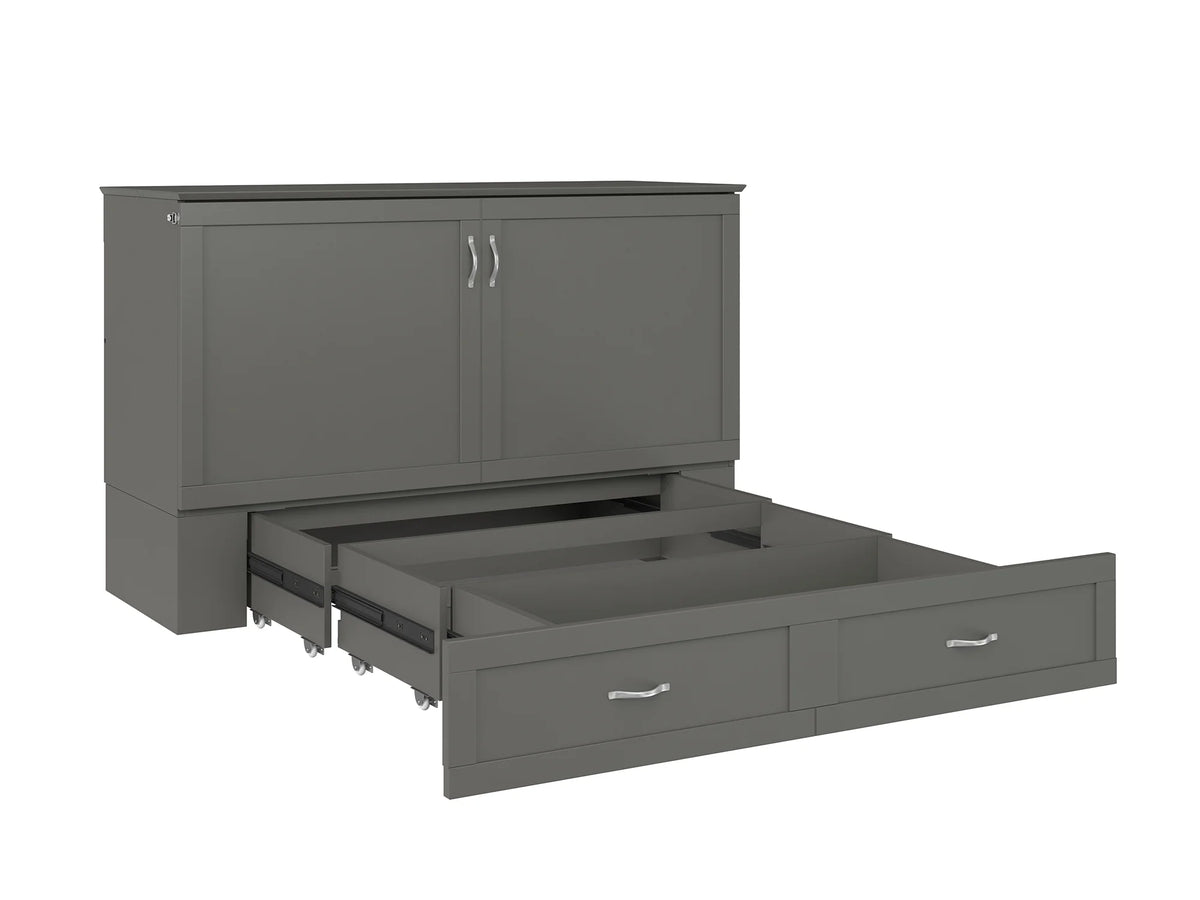 Queen Solid Wood Murphy Bed Chest with Mattress Y289