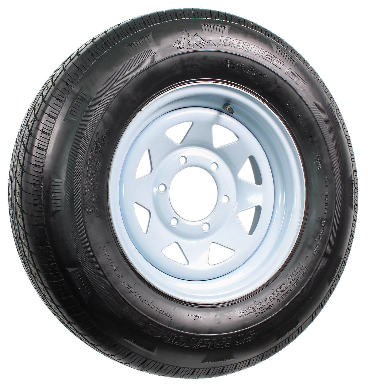 ST225/75R15 15 D 6 Lug White Spoke Trailer Tire On Rim B310268