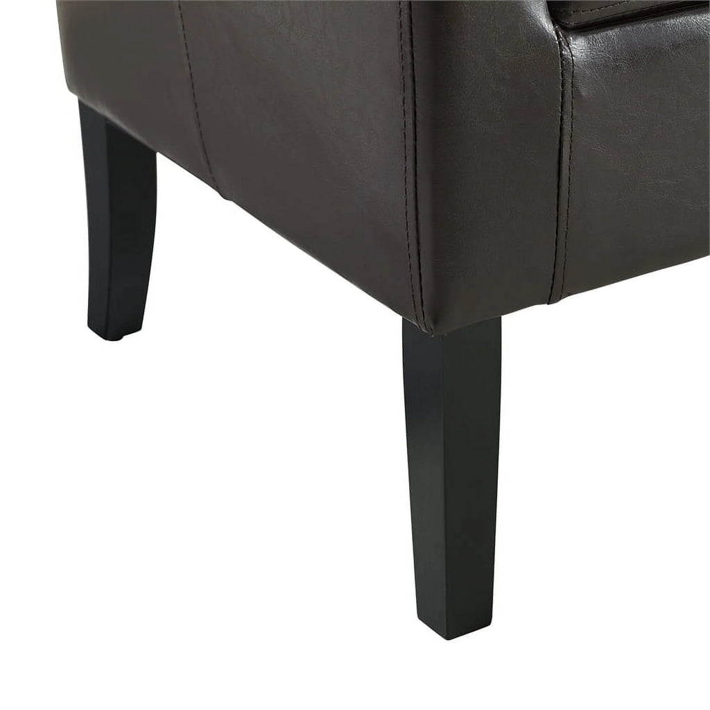 Brown Faux Leather Barrel Club Chair X750