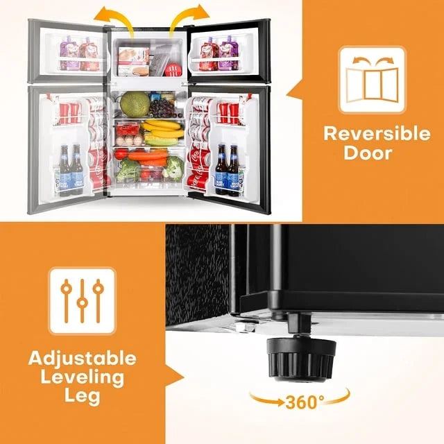 3.2 Cu.ft Double Door Mini Fridge with Freezer H8253