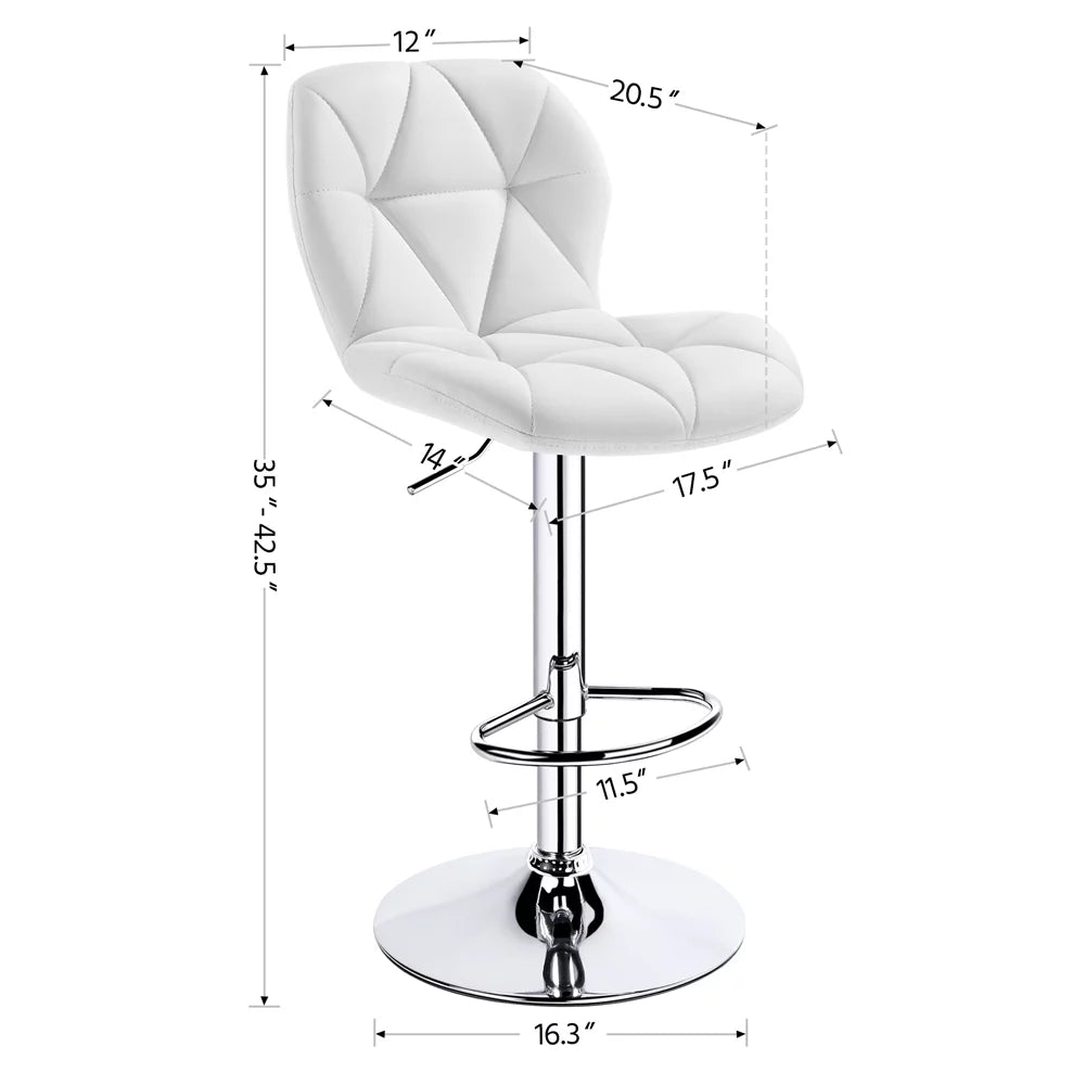 Adjustable White PU Leather Swivel Bar Stools with Backrest W72969