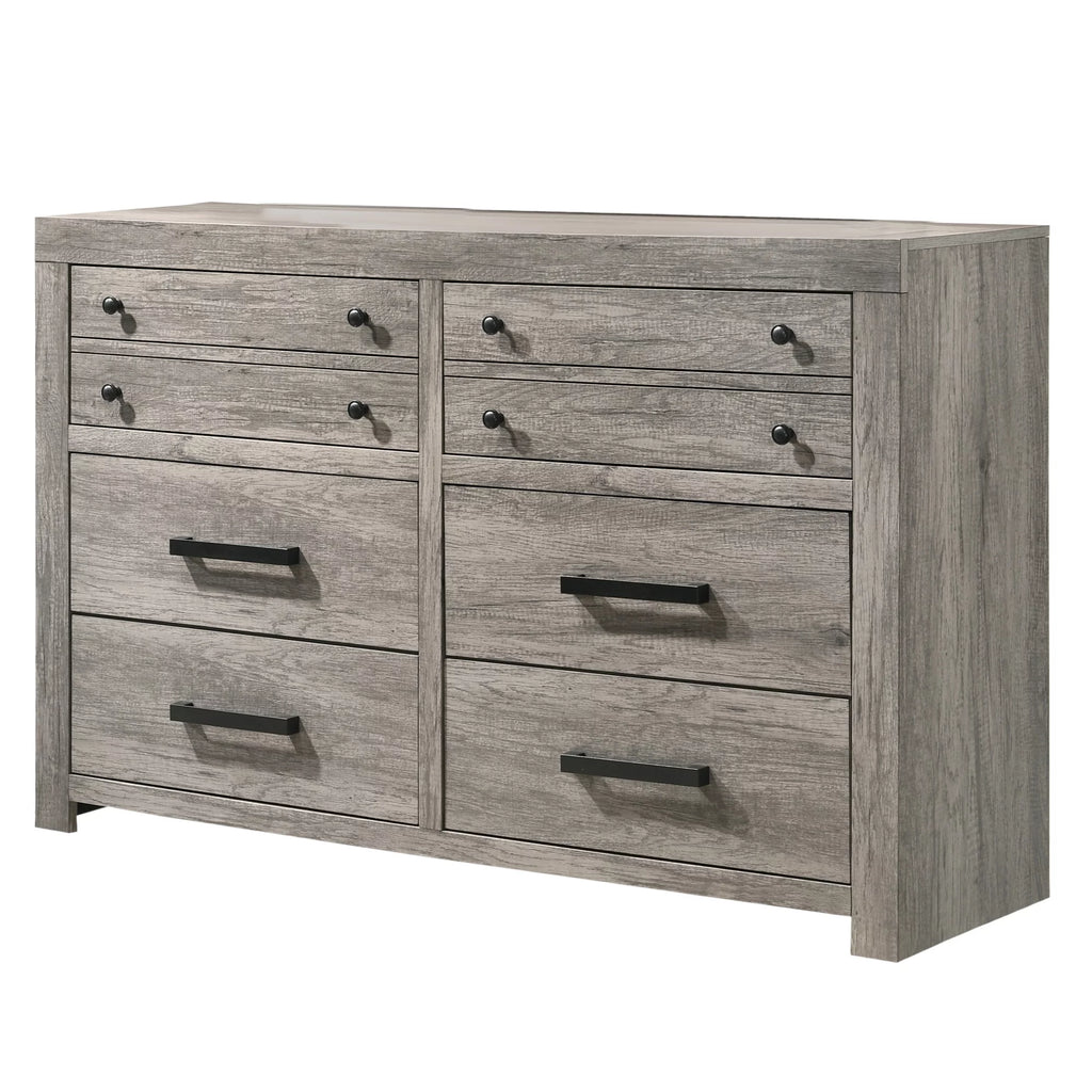 Gray Wooden Dresser with Bar Handles N262