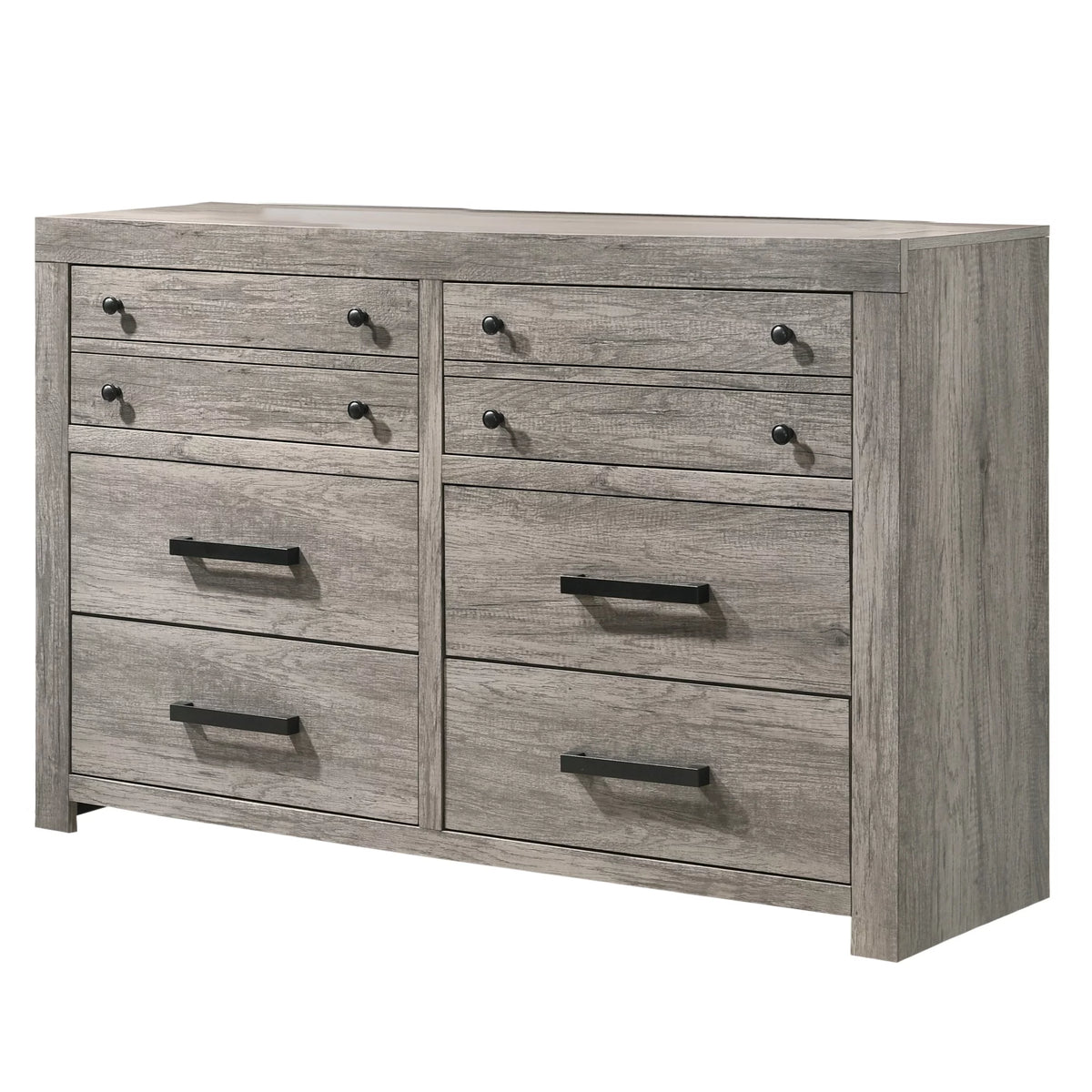 Gray Wooden Dresser with Bar Handles N262