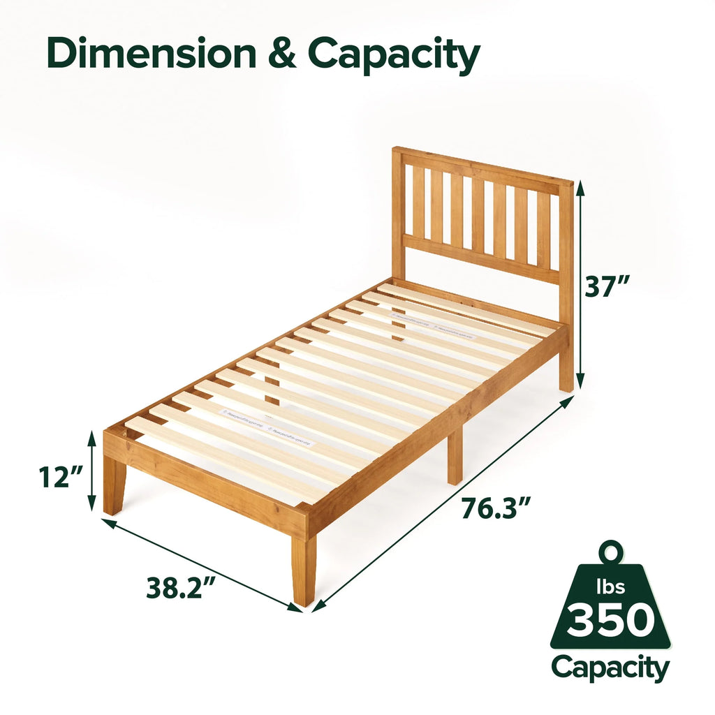 Wood Platform Bed with Headboard, Full G93202