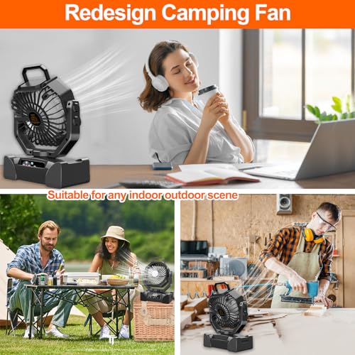 Portable Battery Operated Camping Fan with Remote Control & LED Lantern T292447