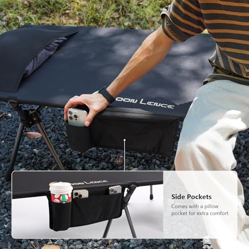 Height Adjustable Camping Cot Black I367