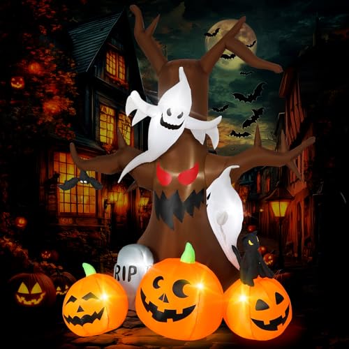 8FT Halloween Inflatable Dead Tree with Ghosts & Pumpkins X9967