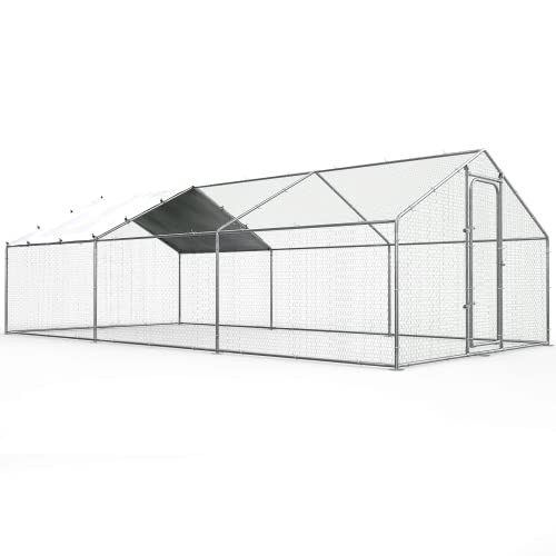 Large Metal Walk-in Chicken Coop with Waterproof Cover W917173