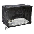 42-inch Double Door Dog Crate with Pet Bed, 2 Bowls and Privacy Cover Z748239