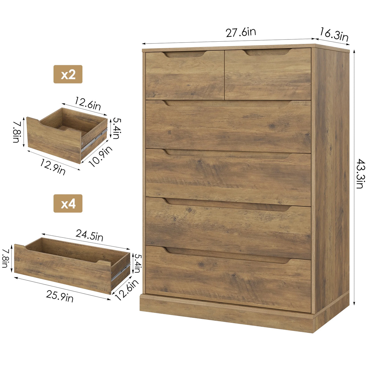 White 6 Drawer Wood Dresser Y33672