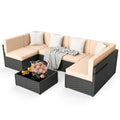 7 Pieces Wicker Patio Sectional Sofa Set with Coffee Table C116669
