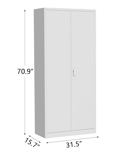 Tall Metal Storage Cabinet with Doors Shelves Lock H28711