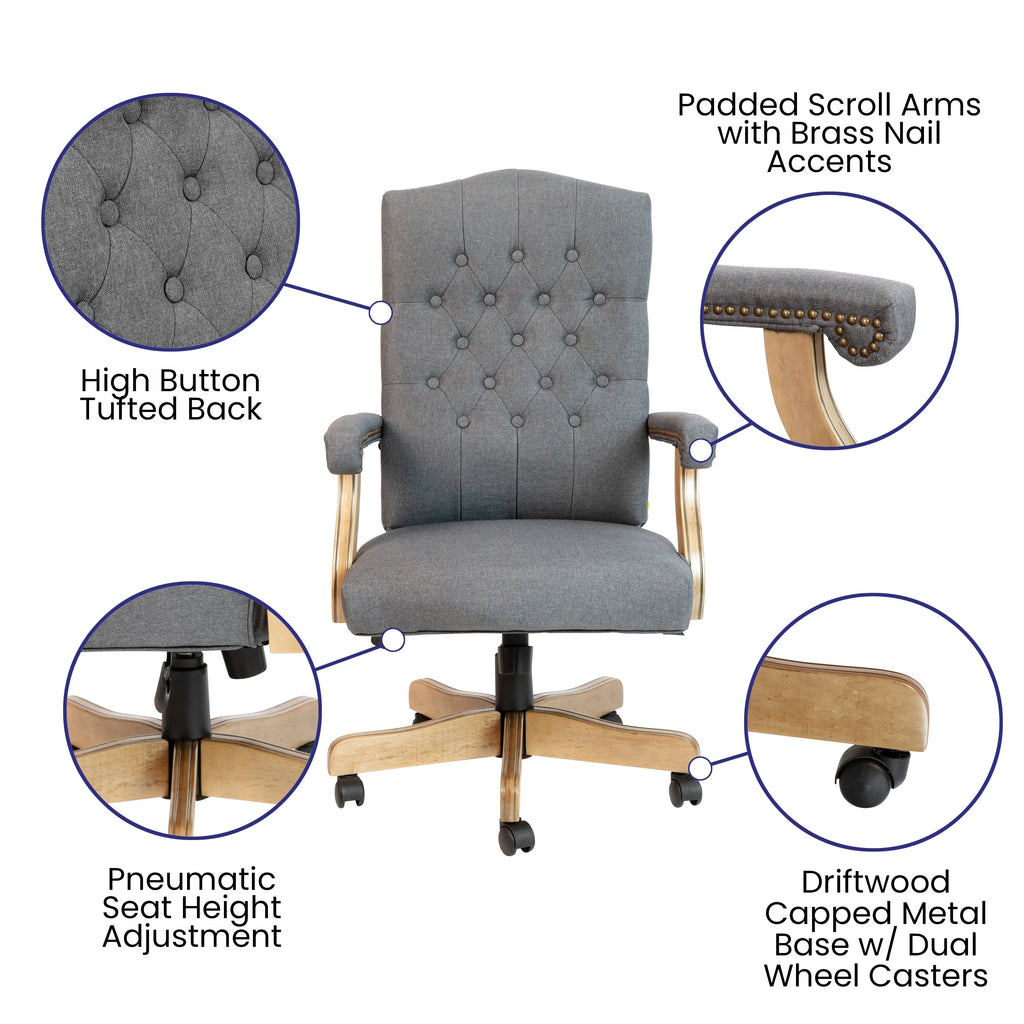 Brown Swiveling Upholstered Office Armchair H289