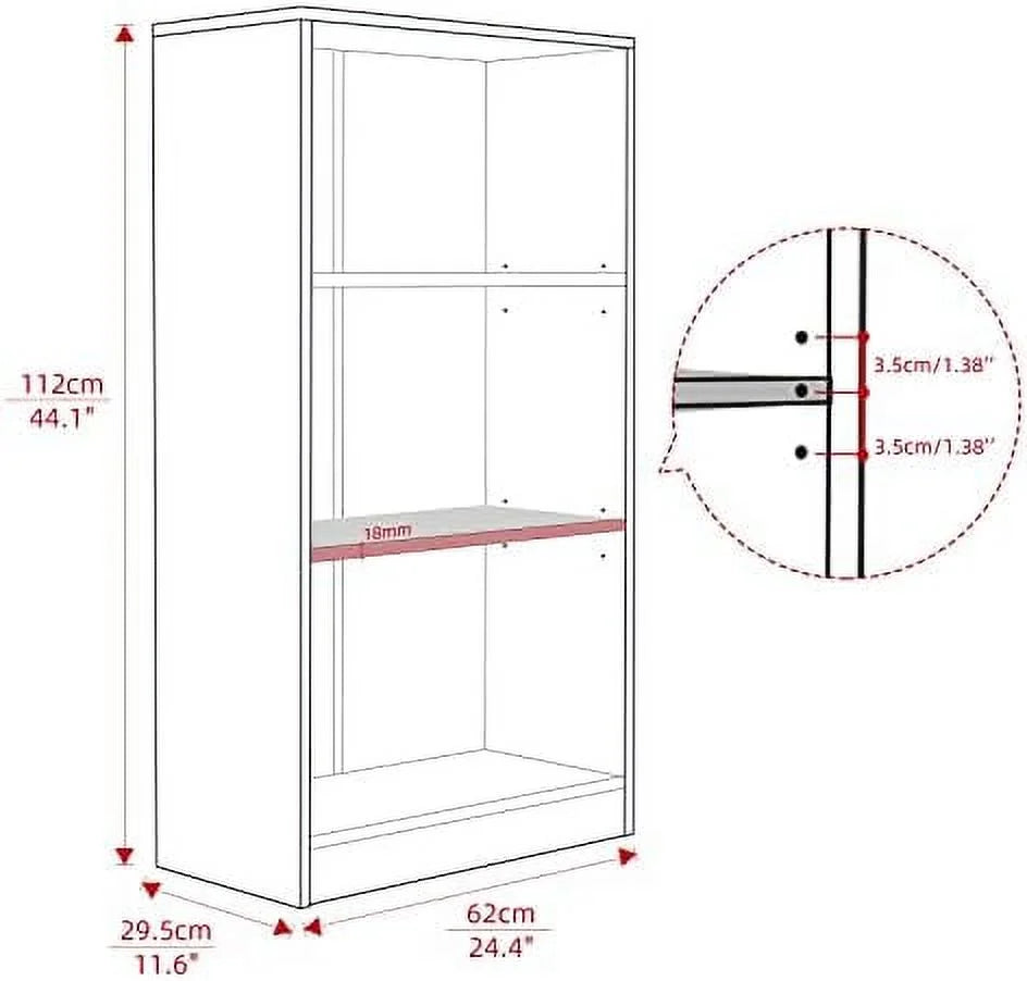 White 5 Layer Wood Bookcase J776