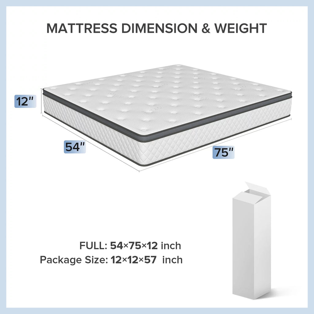 12 Inch Medium Firm Memory Foam Hybrid Mattress A50014