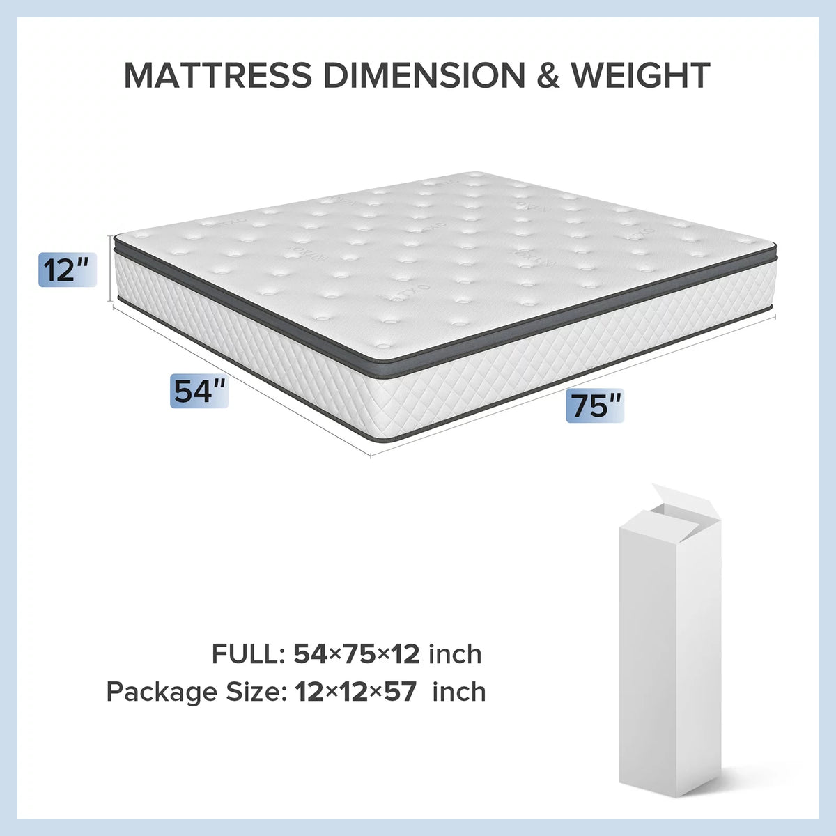 12 Inch Medium Firm Memory Foam Hybrid Mattress A50014