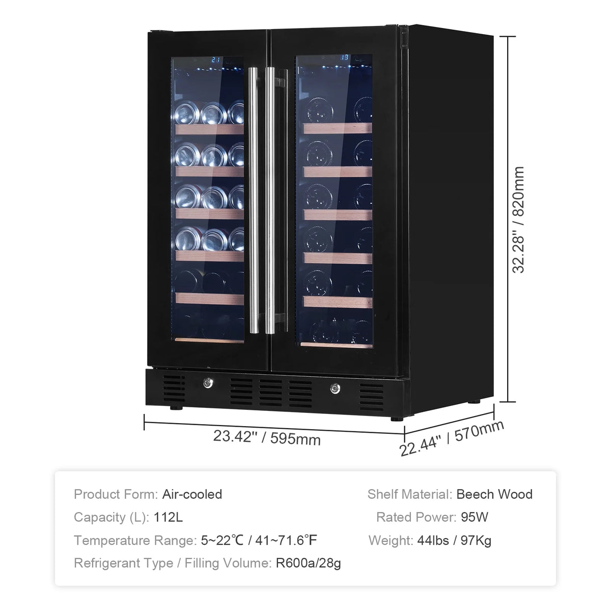 78 Cans 20 Bottle Stainless Steel Wine Cooler T70096