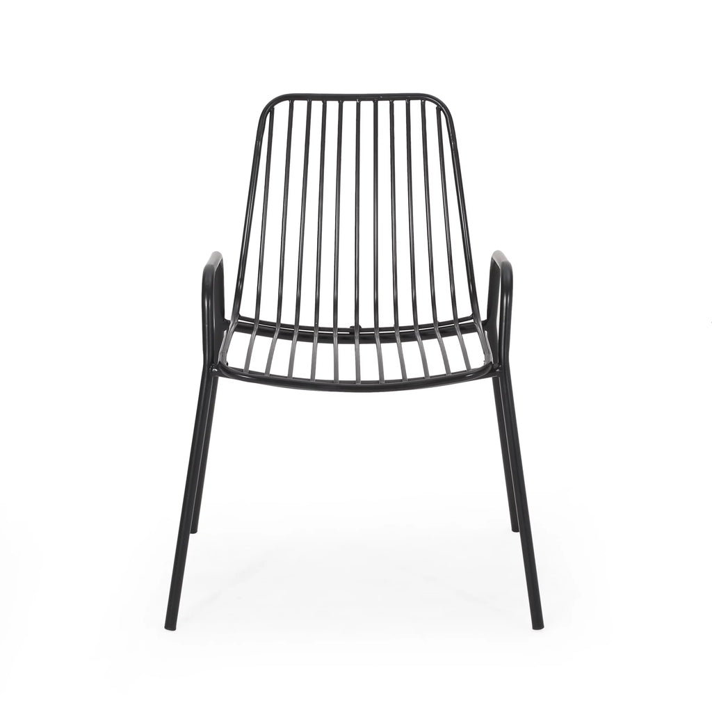 Black Metal Outdoor Club Chairs, Set of 2 C98353