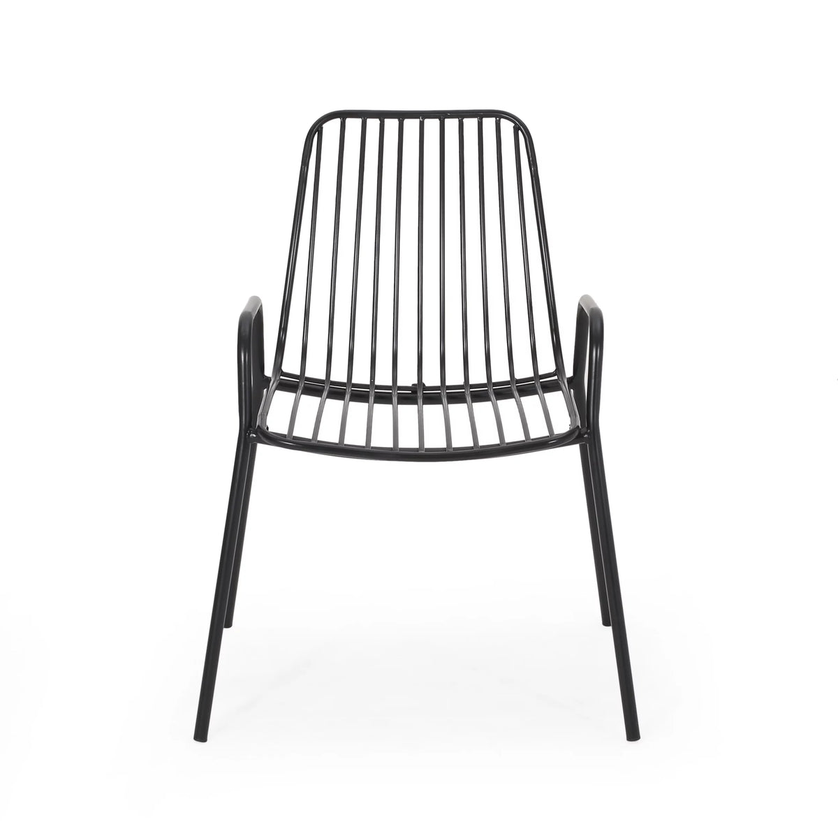 Black Metal Outdoor Club Chairs, Set of 2 C98353