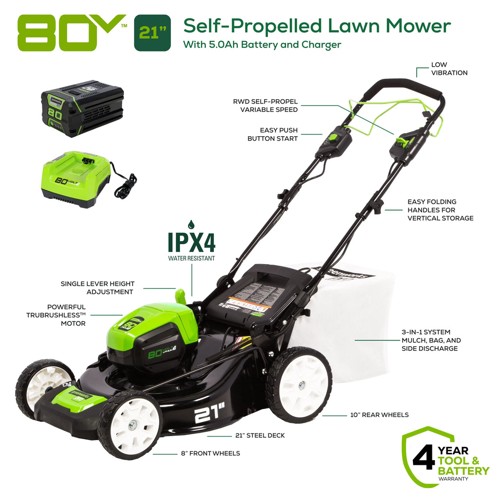 80V 21 Self Propelled Mower 5Ah Battery & Charger L98318
