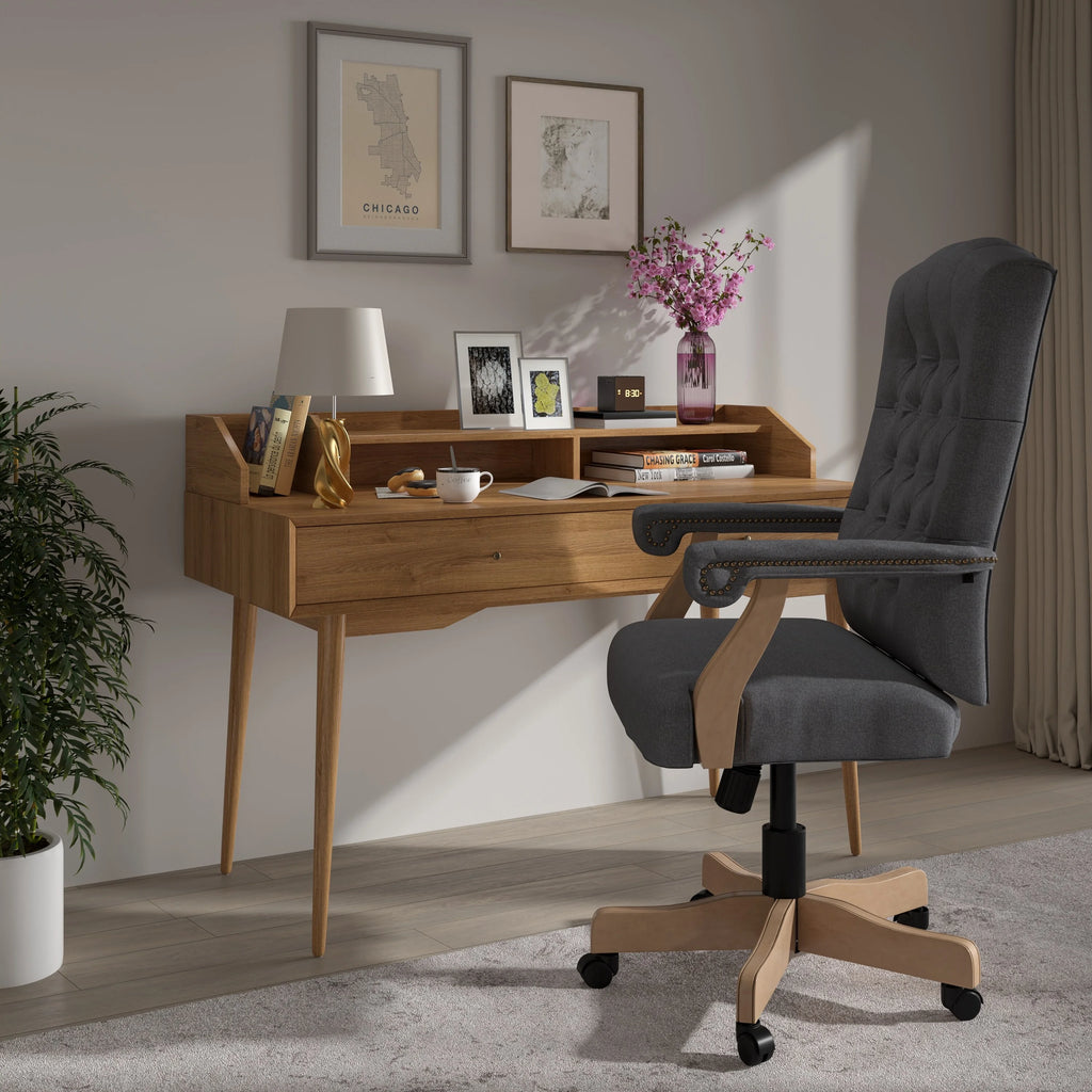 Brown Swiveling Upholstered Office Armchair H289