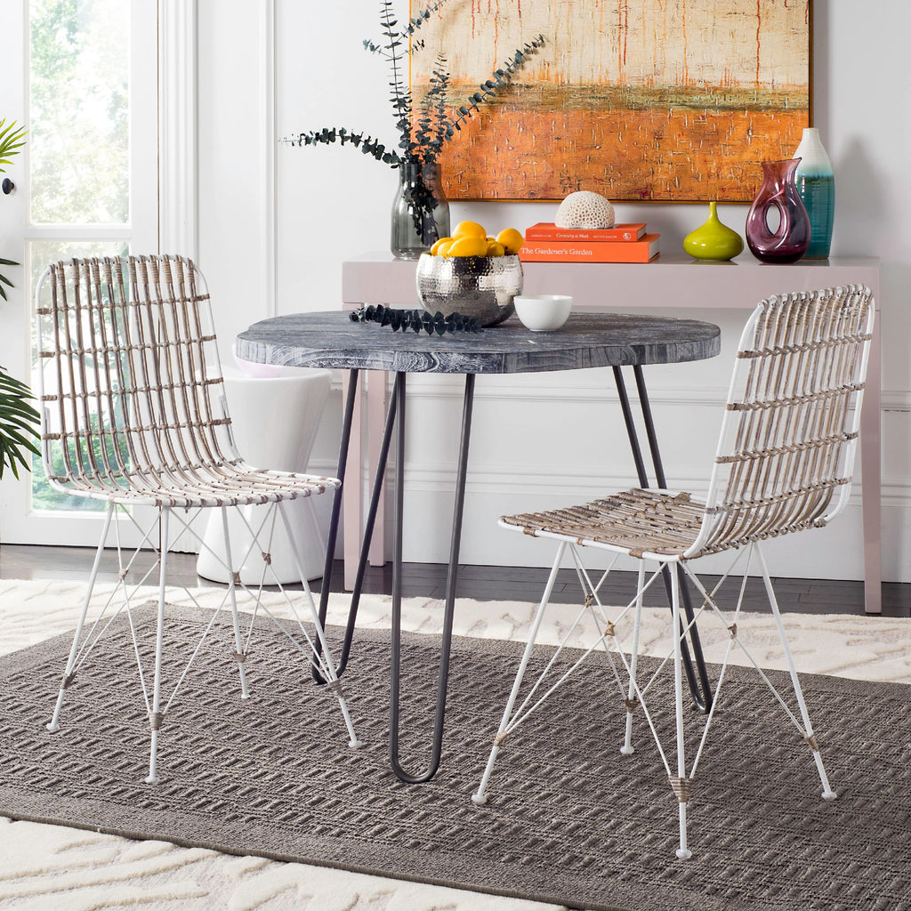 White Wash Wicker Dining Chair Set of 2 L5088