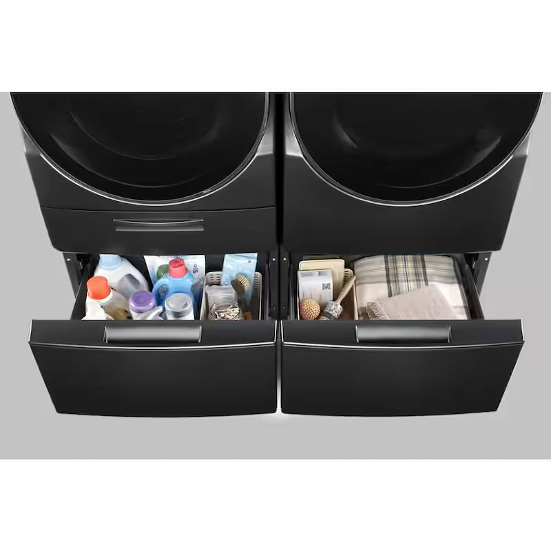 Black Laundry Pedestal with Storage Drawer M158586