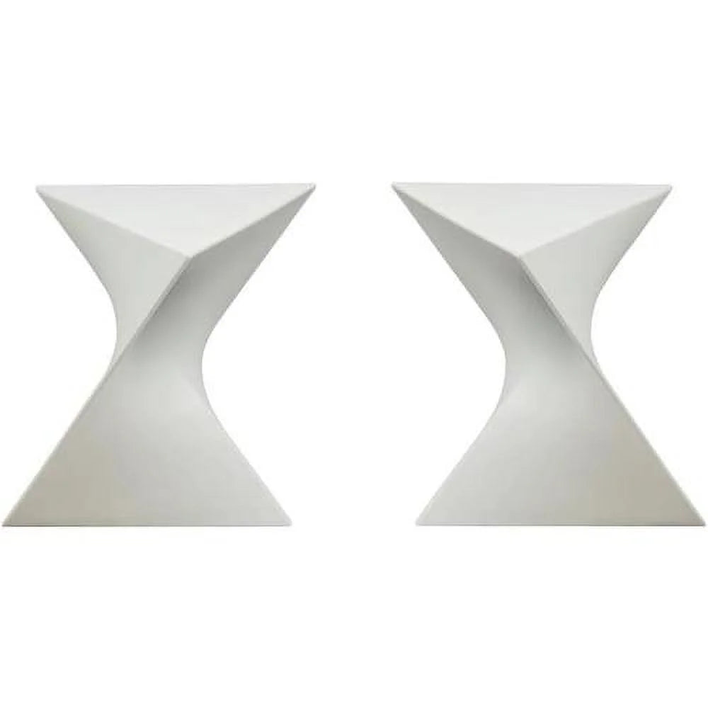 White Plastic End Table Set Of 2 O7699