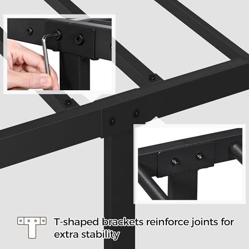 Black Full Size Metal Platform Bed Frame with Headboard and Footboard F25849