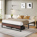 Brown King Size Metal Platform Bed Frame with Underbed Storage E2157