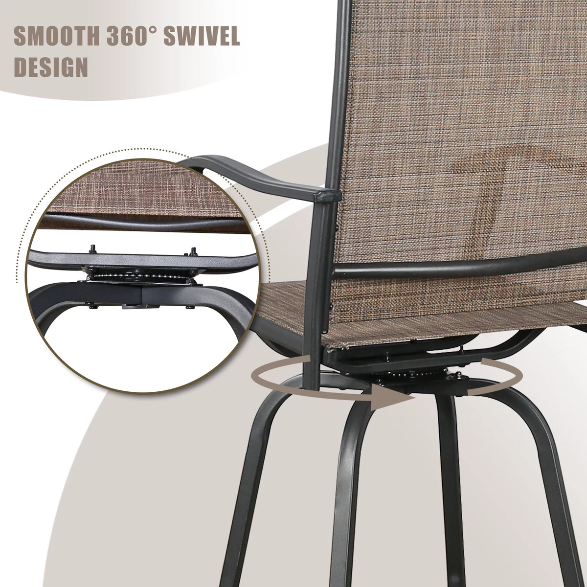 4-Piece Outdoor Swivel Bar Stools with High Back and Armrest Y131118