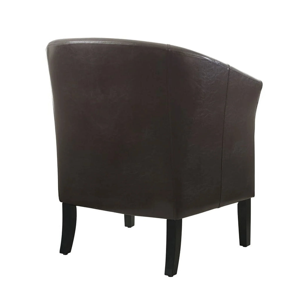 Brown Faux Leather Barrel Club Chair X750