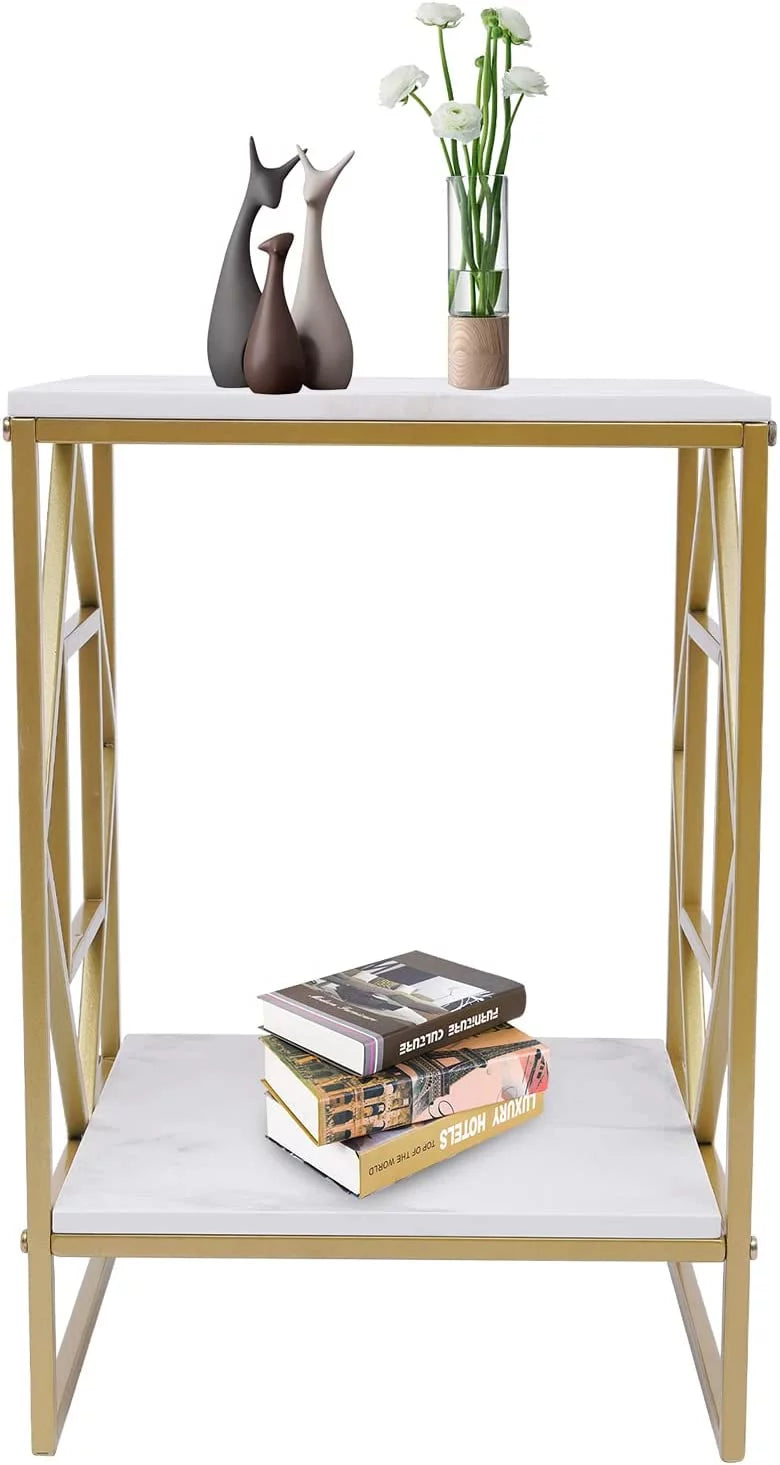 2-Tier Metal Nightstands with Storage Shelf M943576