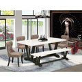 6-Piece Dining Table Set with Tufted Chairs and Bench J126