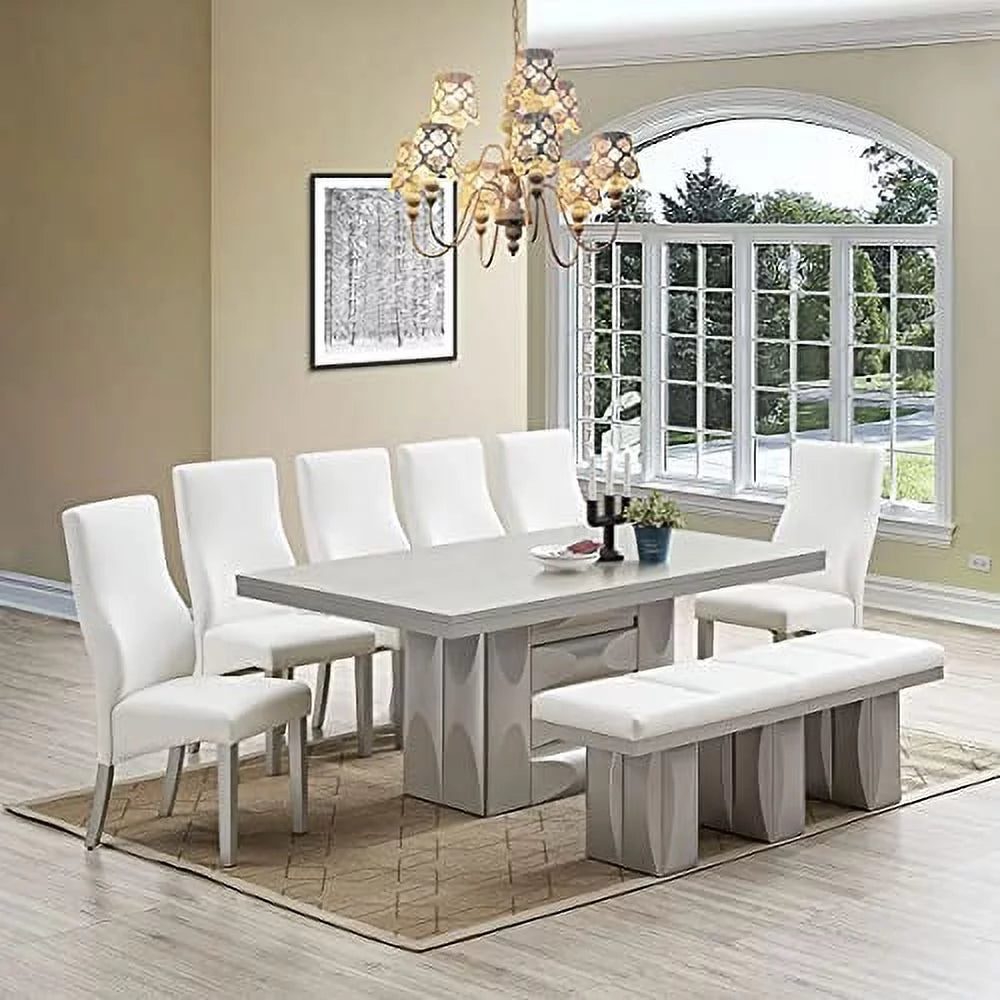8-Piece Pedestal Wood Dining Set S4289