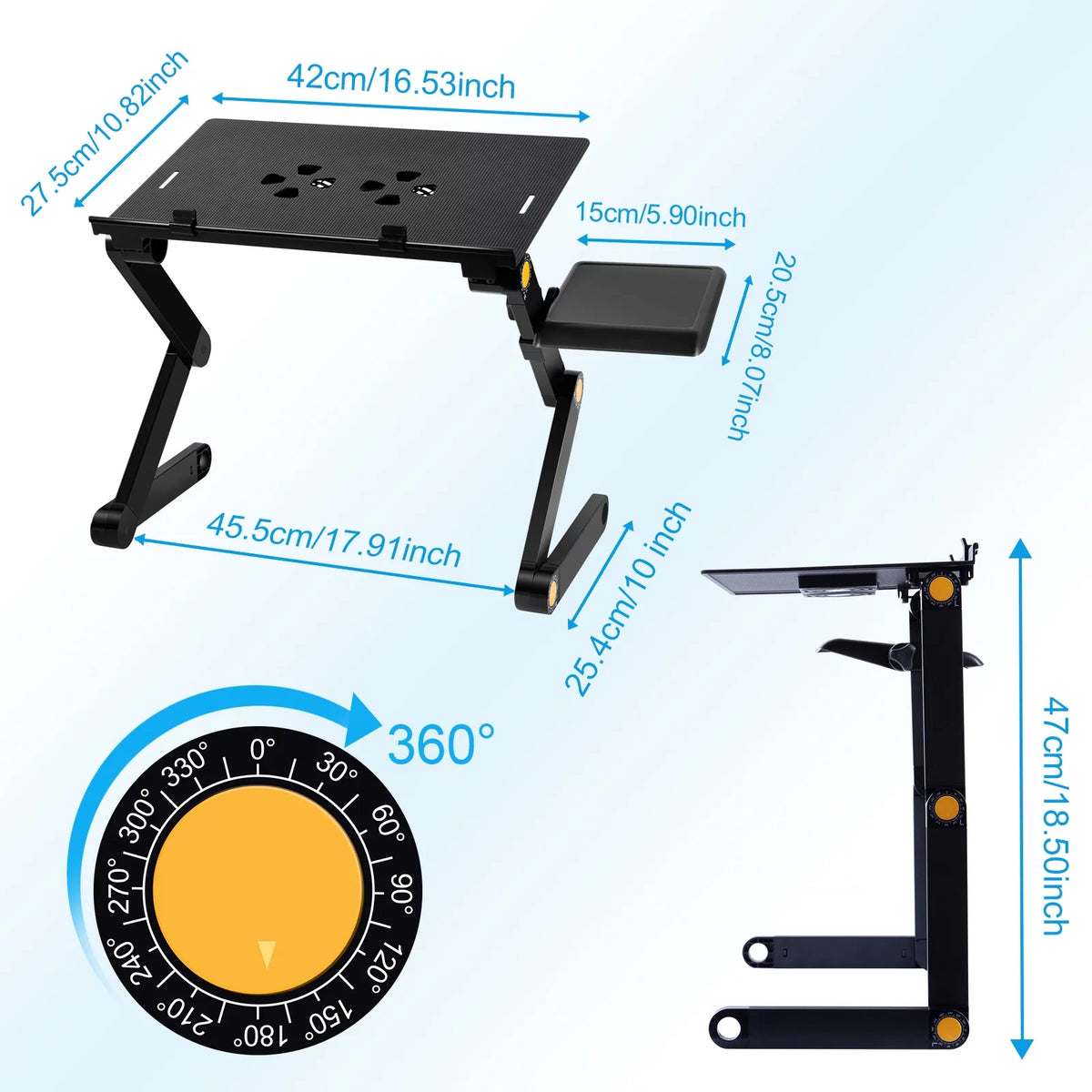 Black Adjustable Folding Laptop Desk Z8157