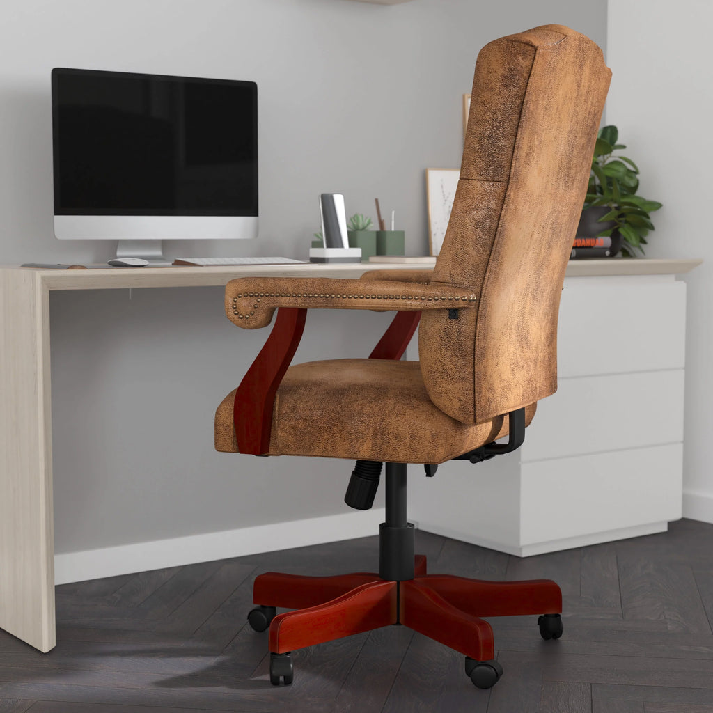 Brown Ultra-Suede Swivel High-Back Office Chair B208