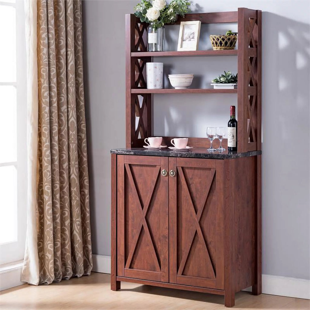 Rustic Wood Multi-Storage Baker Rack L94018