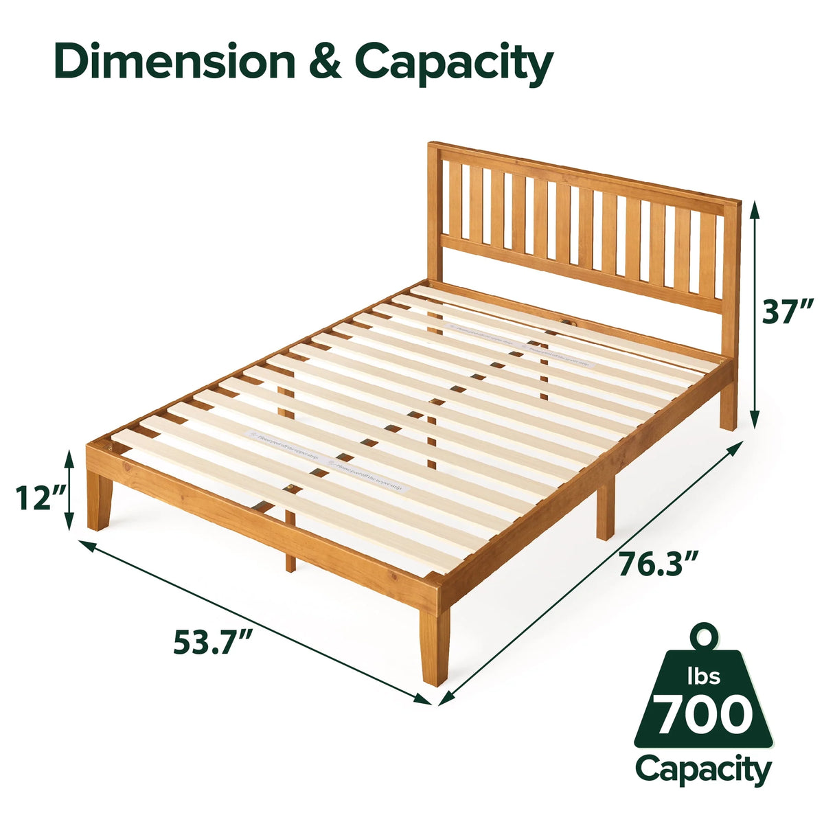 Wood Platform Bed with Headboard, Full G93202