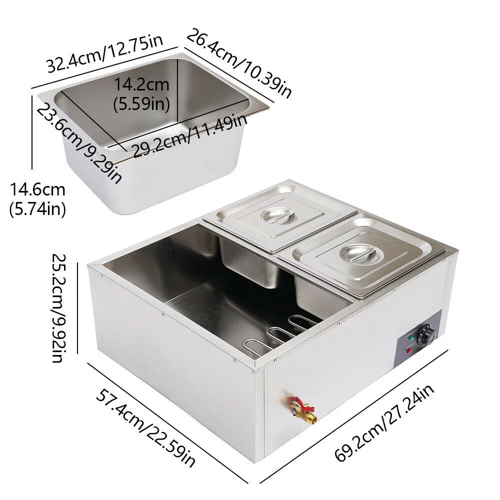 Commercial Electric Bain Marie Food Warmer Steam Table E471622