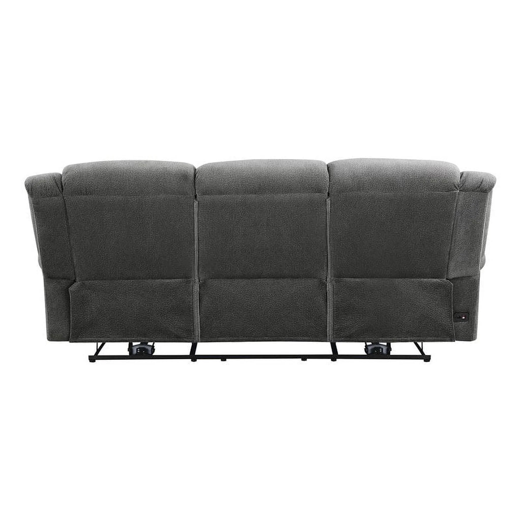 Charcoal Wood Microfiber Double Reclining Sofa F71421