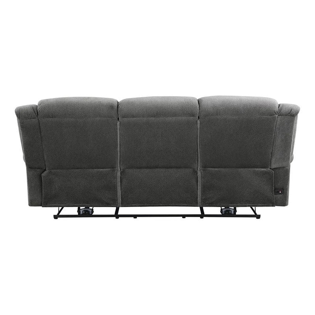 Charcoal Wood Microfiber Double Reclining Sofa F71421