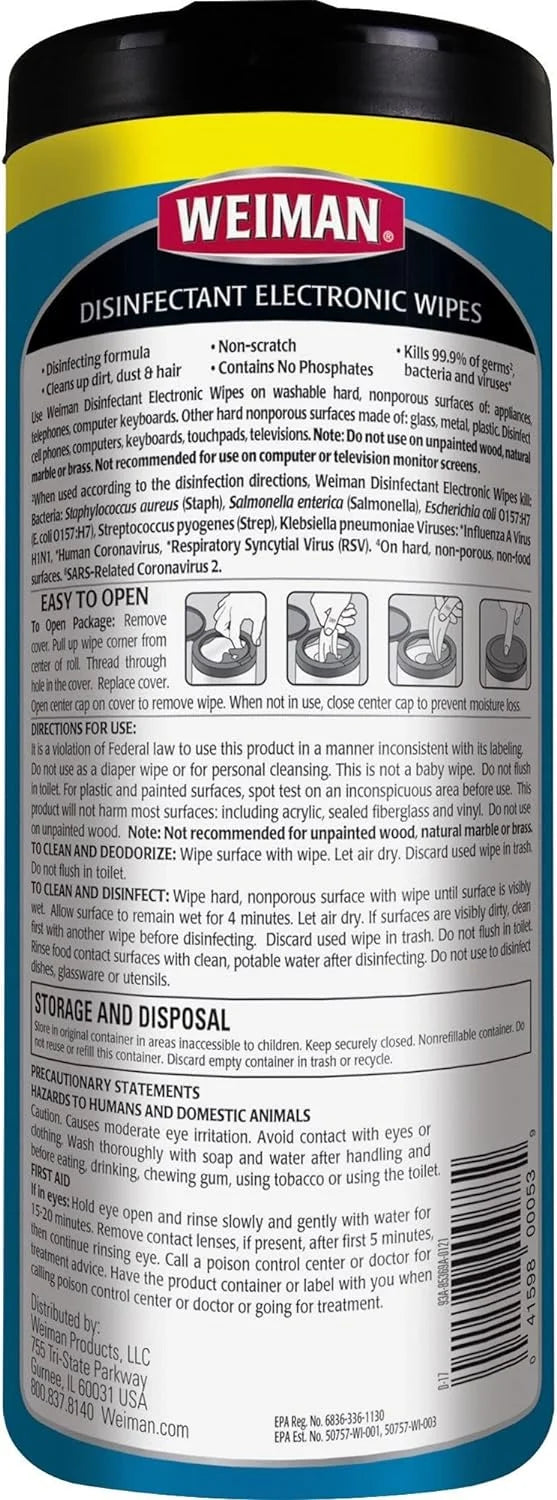 Electronic Cleaning Wipes, 30 Count C9175