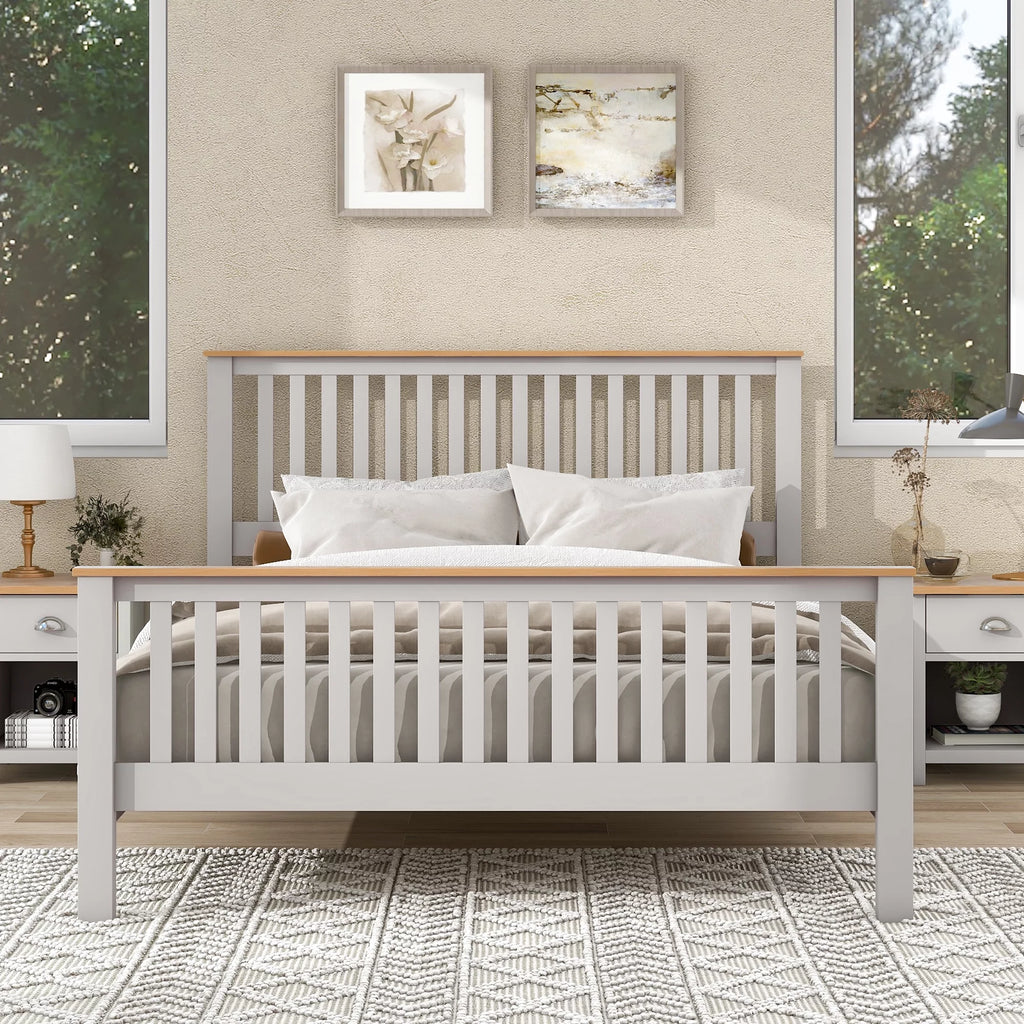 Queen Platform Bed with Oak Top R92080