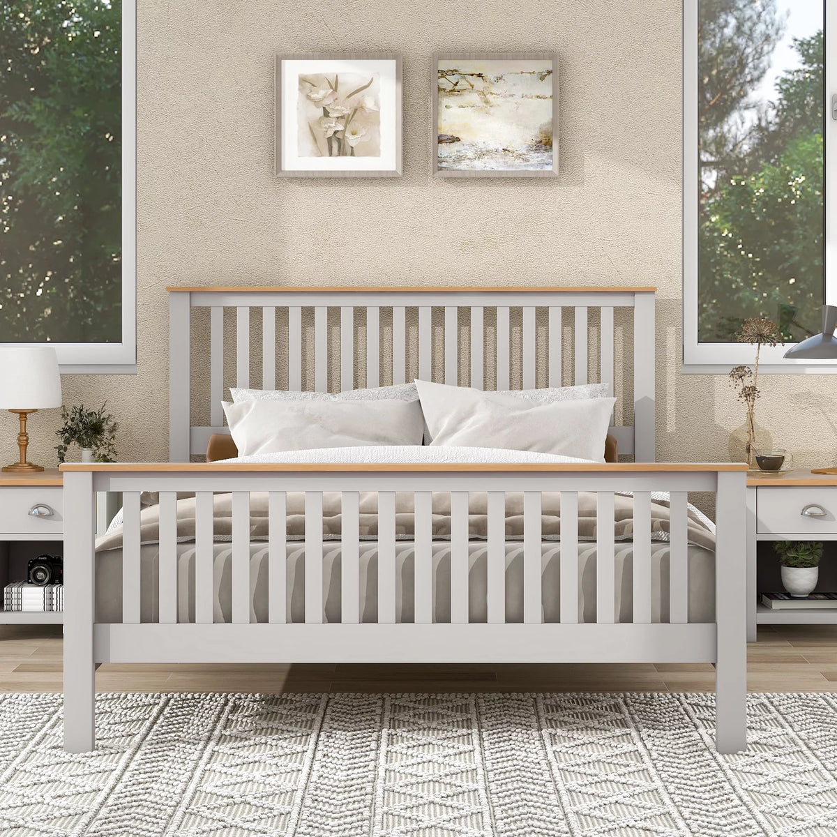 Queen Platform Bed with Oak Top R92080