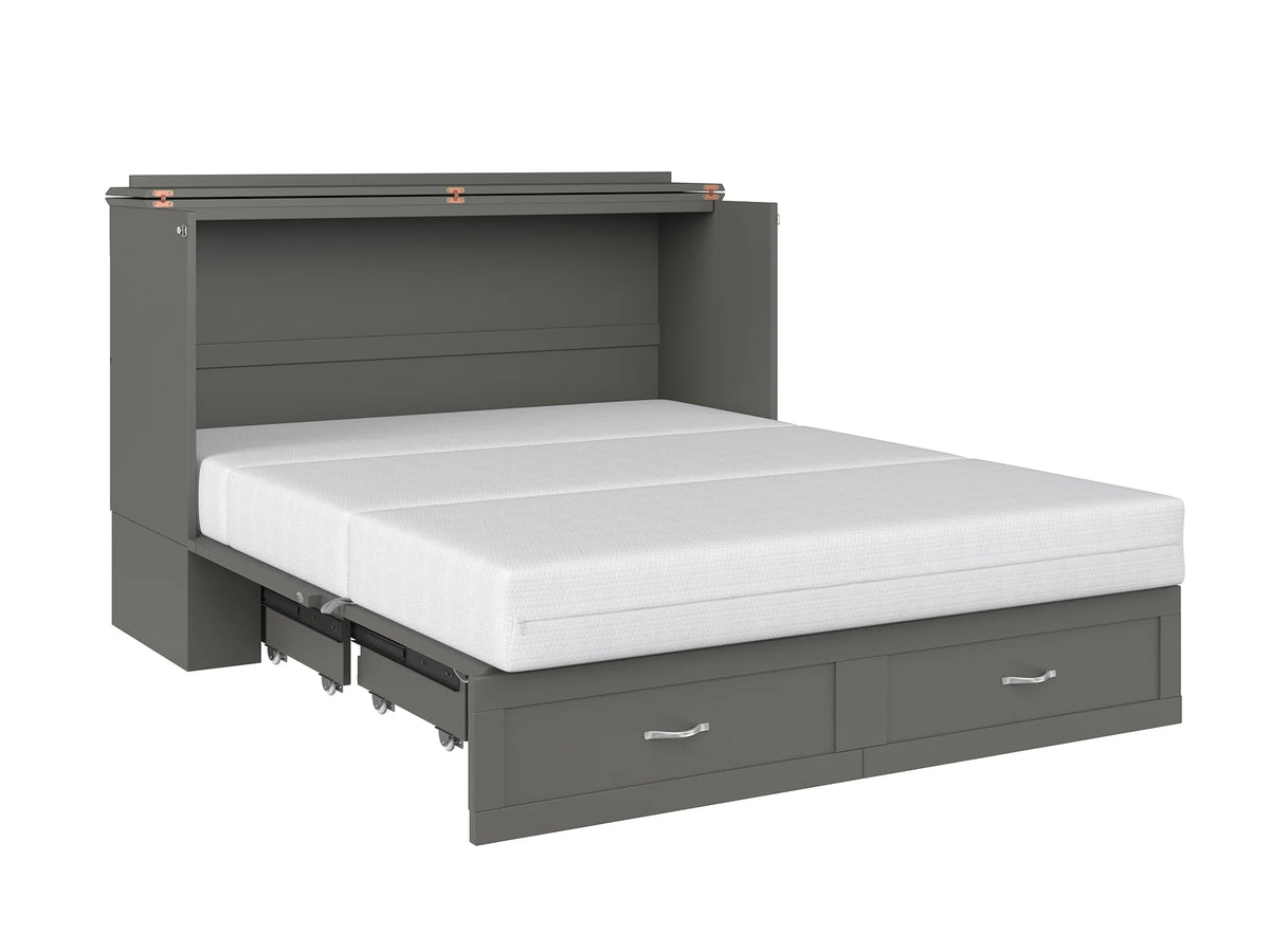 Queen Solid Wood Murphy Bed Chest with Mattress Y289