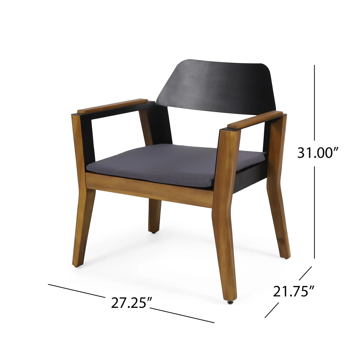 Acacia Wood Club Chairs with Cushion, Set of 4 M309