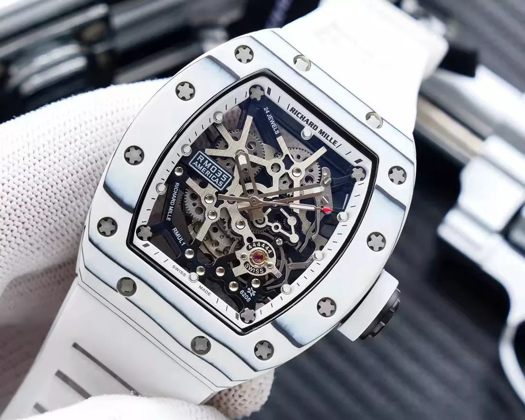 White Dial White Bezel White Rubber Strap Watch X3248