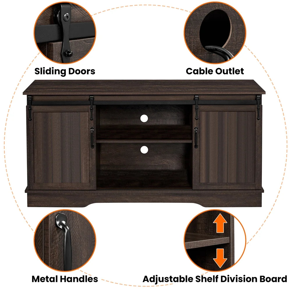 Modern TV Stand with Storage Shelves up to 65 Inch Rustic Brown J681995